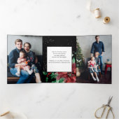 Poinsettiaカラフル & Holly with Sparkles Photo 三つ折りカード (内部)