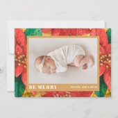 Poinsettiaクリスマスフォト誕生のお知らせ シーズンカード (正面)