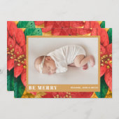 Poinsettiaクリスマスフォト誕生のお知らせ シーズンカード (正面/裏面)