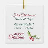 Poinsettiaフォトフレーム初めて祖父母 セラミックオーナメント (裏面)