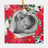 Poinsettiaフォトフレーム初めて祖父母 セラミックオーナメント (正面)