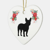 Poinsettiaフランスのという名前のブルドッグシルエット セラミックオーナメント (左)