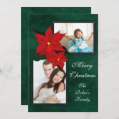 Poinsettia写真を追加クリスマスカード シーズンカード (正面/裏面)
