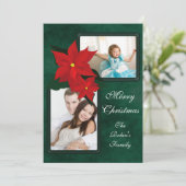 Poinsettia写真を追加クリスマスカード シーズンカード (スタンド正面)