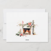 Poinsettia暖炉の暖かいクリスマスの願い写真 シーズンカード (裏面)