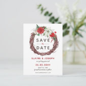 Poinsettia素朴冬の葉が日付を保存 案内ポストカード (スタンド正面)