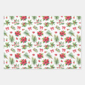 Poinsettia 3調整クリスマス ラッピングペーパーシート (正面3)