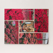 Poinsettia Add Your Photo Christmas Holiday Gift ジグソーパズル (横)