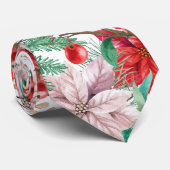 Poinsettia and berries floral Christmas holiday ネクタイ (ロール)