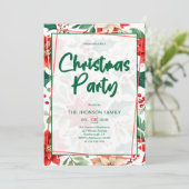 Poinsettia and Berry Pattern Christmas Party 招待状 (スタンド正面)