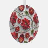 Poinsettia and Leaves ガラスオーナメント (正面右)