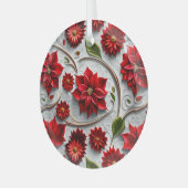 Poinsettia and Leaves ガラスオーナメント (正面左)