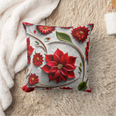 Poinsettia and Leaves クッション (ブランケット)