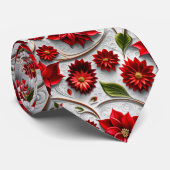 Poinsettia and Leaves ネクタイ (ロール)