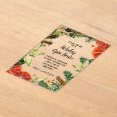 Poinsettia and Oranges Christmas アクリル招待状 (レイダウン)