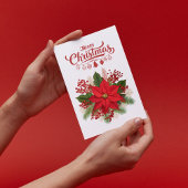 Poinsettia Berries Ornaments Merry Christmas シーズンカード