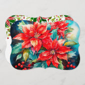 Poinsettia Bouquet署名と挨拶の追加 シーズンカード (正面/裏面)