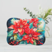 Poinsettia Bouquet署名と挨拶の追加 シーズンカード (スタンド正面)