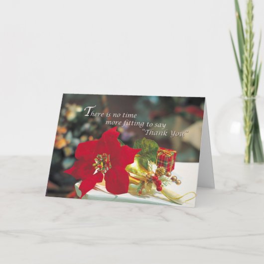 Poinsettia Christmas Businessありがとう サンキューカード (正面)