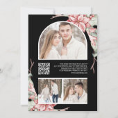 Poinsettia Christmas Candle Black Photo Wedding セーブザデート (裏面)