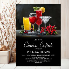 Poinsettia Christmas Cocktails Party 招待状