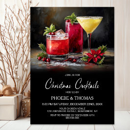Poinsettia Christmas Cocktails Party 招待状