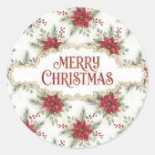 Poinsettia Christmas - Elegant Holiday Floral Seal ラウンドシール (正面)