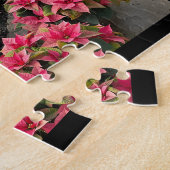 Poinsettia Christmas Greenhouse Red Pink ジグソーパズル (側面)