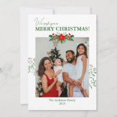 Poinsettia Christmas Photo Greeting Card シーズンカード (正面)