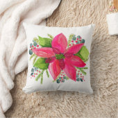 Poinsettia Christmas Throw Pillow クッション (ブランケット)