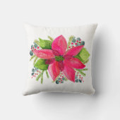 Poinsettia Christmas Throw Pillow クッション (裏面)