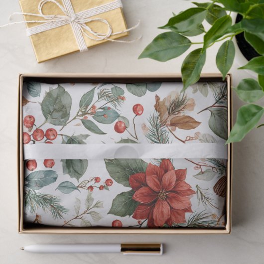 Poinsettia Christmas Tissue Paper 薄葉紙 (ギフト)