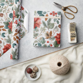 Poinsettia Christmas Wrapping Paper ラッピングペーパー