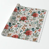 Poinsettia Christmas Wrapping Paper ラッピングペーパー (アンロールド)