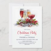 Poinsettia Cocktails Christmas Party 招待状 (正面)