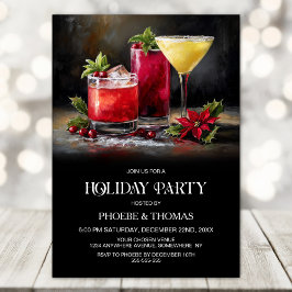 Poinsettia Cocktails Holiday Party 招待状