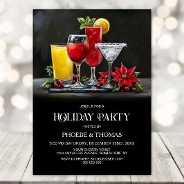 Poinsettia Cocktails Holiday Party 招待状