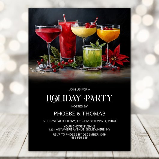 Poinsettia Cocktails Holiday Party 招待状