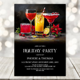 Poinsettia Cocktails Holiday Party 招待状