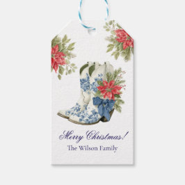 Poinsettia Cowgirl Boot Christmas Gift Tag ギフトタグ