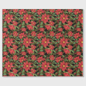 Poinsettia elegance on black wrapping paper ラッピングペーパー (フラット)