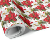 Poinsettia Floral Happy Holiday ラッピングペーパー (ロールコーナー)