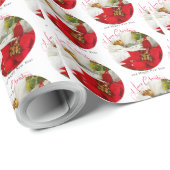 Poinsettia Floral Happy Holiday ラッピングペーパー (ロールコーナー)