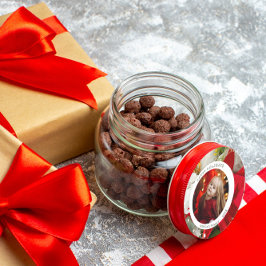 Poinsettia Floral Happy Holiday Photo ラウンドシール