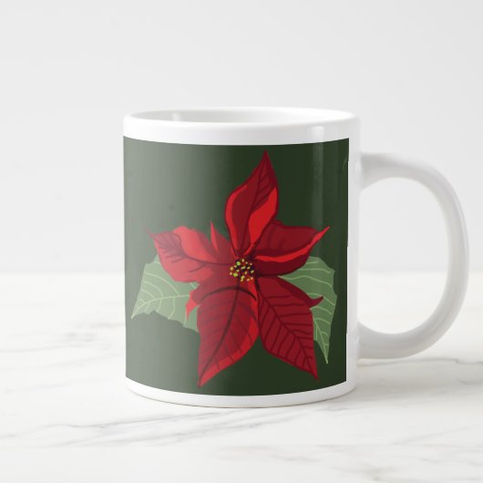 Poinsettia Flower- Christmas- Ceramic Ornament ジャンボコーヒーマグカップ (右)