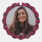 Poinsettia Framed Photo For Grandma Ornament Card オーナメントカード (正面)