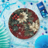 Poinsettia Grace in Snowfall’s Embrace ペーパープレート (パーティー)