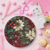 Poinsettia Grace in Snowfall’s Embrace ペーパープレート (パーティー)