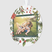 Poinsettia Greeneryフローラ家族の写真 オーナメント (正面)