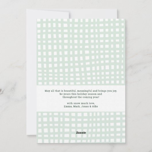 Poinsettia Greenery Pattern Happy Holidays 3 Photo シーズンカード (裏面)